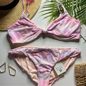 Billabong 🌸 Tie Dye Knotted Trilet Bikini Top | Lowrider Bottoms
